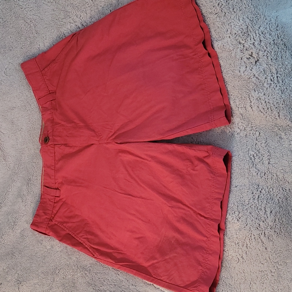 IZOD SALTWATER flat front chino, 100 % Cotton, sz 34, 9.5 inseam, salmon…